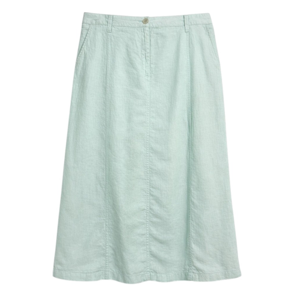 Talbots Quiet Luxury Linen Midi Skirt Womens Sz 6P Coastal Minimalist Clean Girl